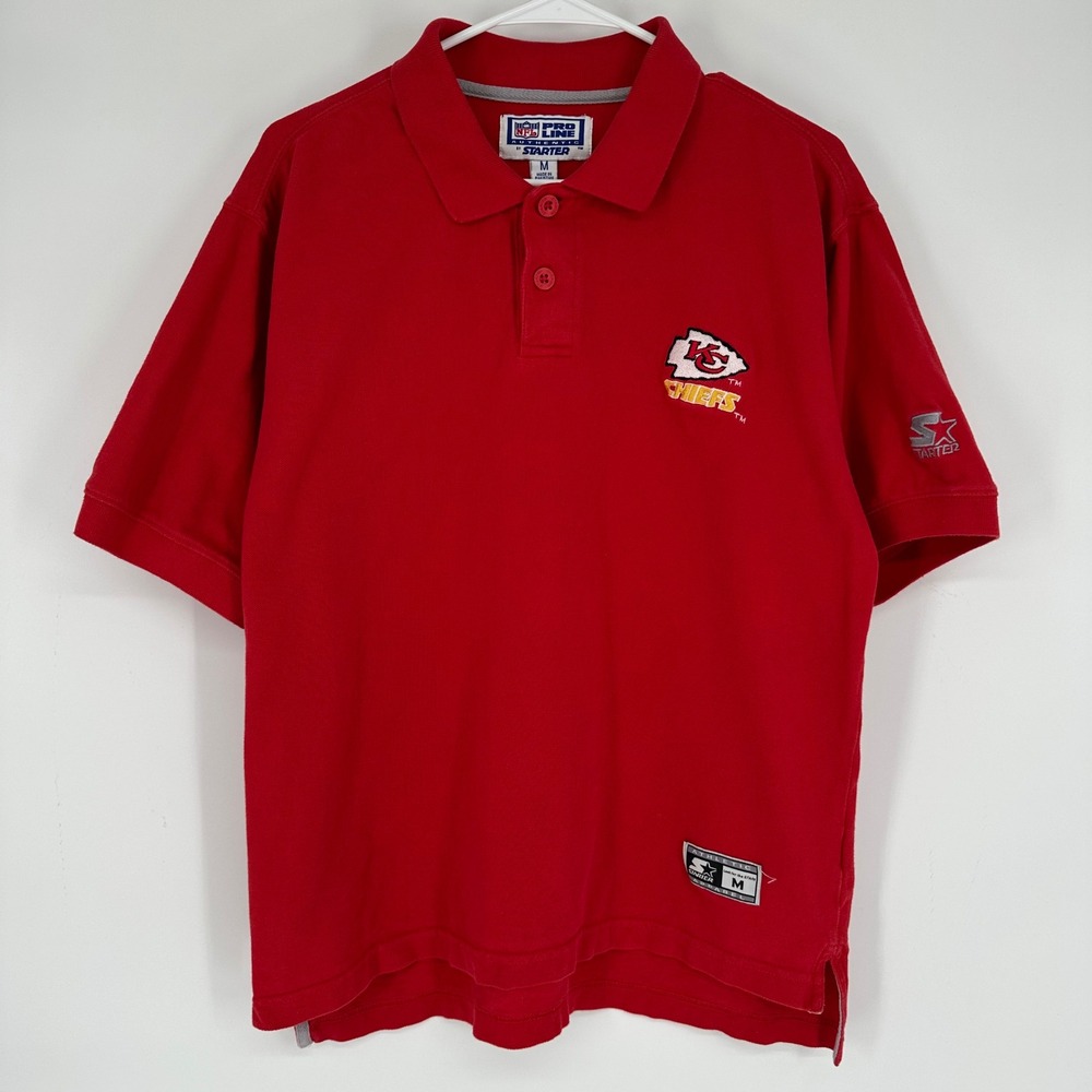 Vintage 90s Starter NFL Pro Line Kansas City Chiefs Polo Shirt Red Mens Medium